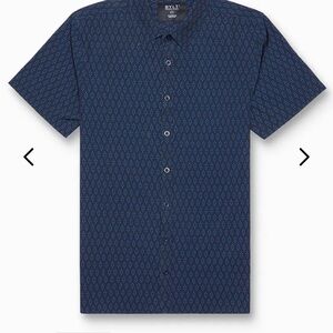 Casual Blue Button Down Shirt with Dotted Pattern